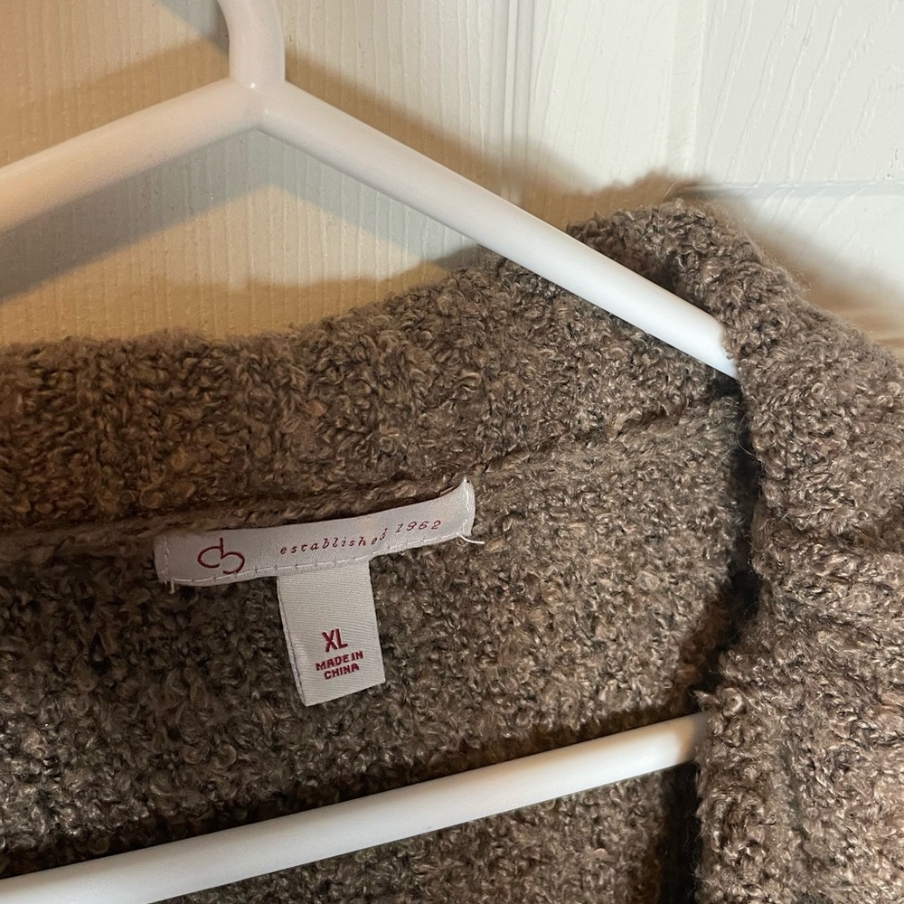 DB XL turtleneck sweater brown womens fur trimming euc - Picture 3 of 8